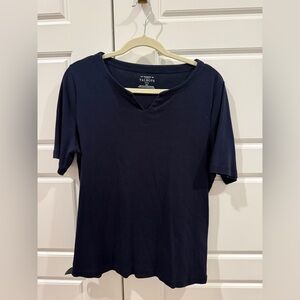 Talbots Navy Short-Sleeve V-Notch PetiteTee
